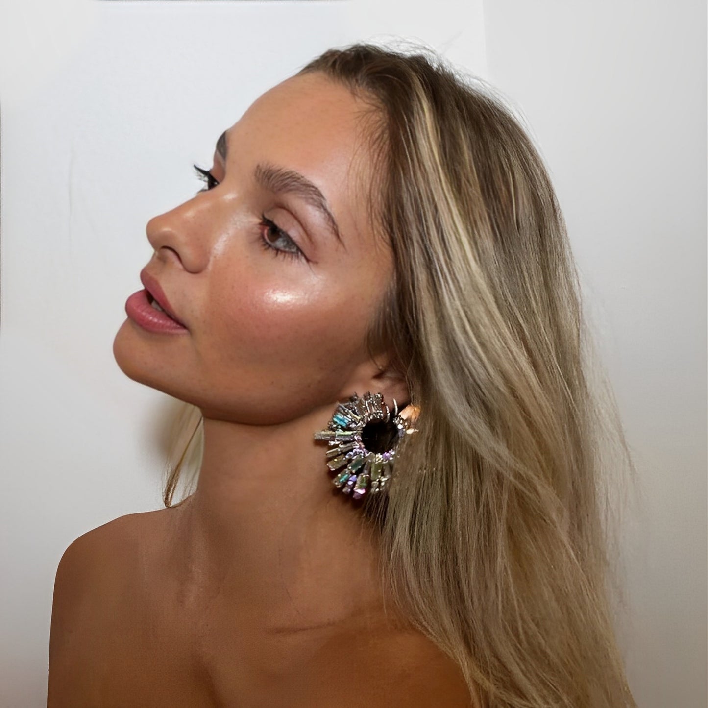 Sol | Set de 2 Aretes grandes brillantes