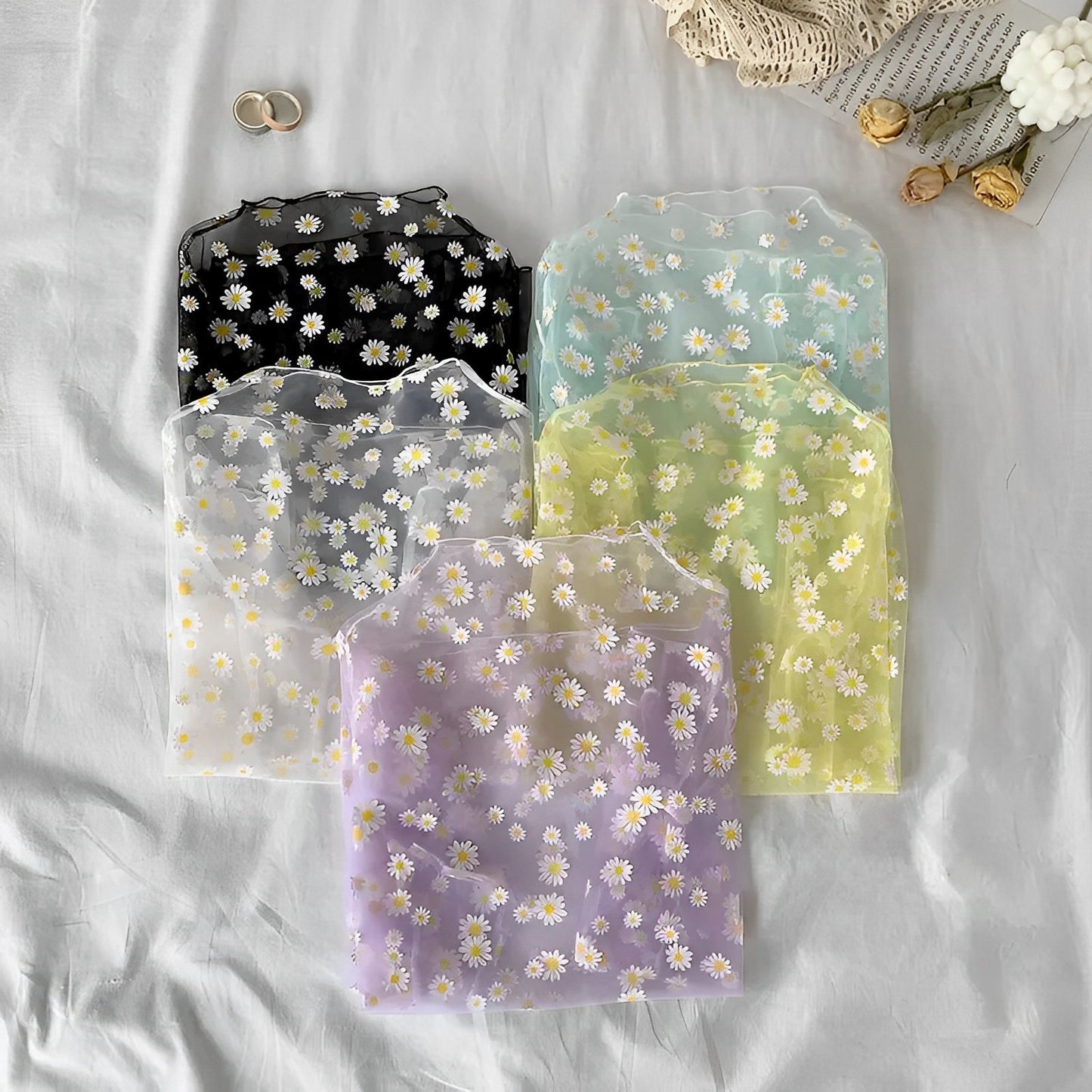 Daisy | Set de 2 blusas de malla con margaritas