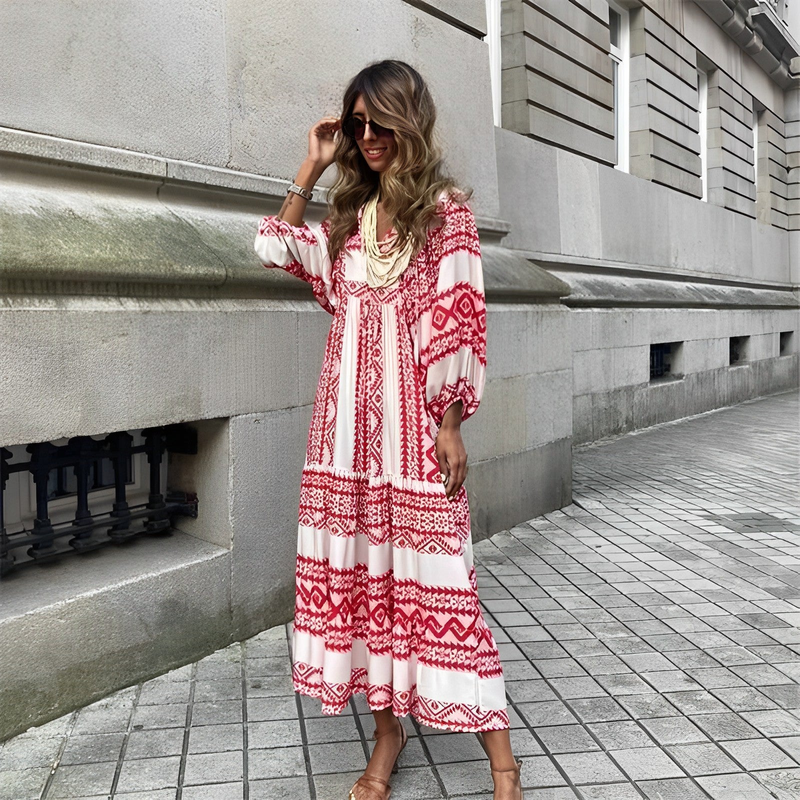 Olivia | Elegante Maxivestido de Manga Farol