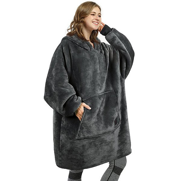 Maya | Jersey oversize con capucha de microfibra y manta Sherpa