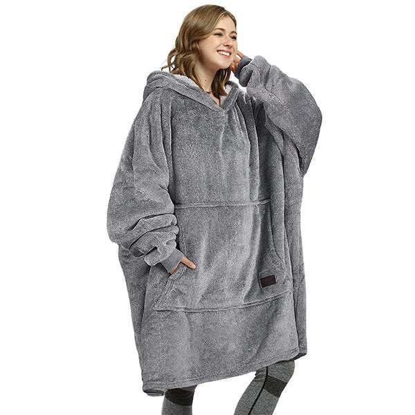 Maya | Jersey oversize con capucha de microfibra y manta Sherpa